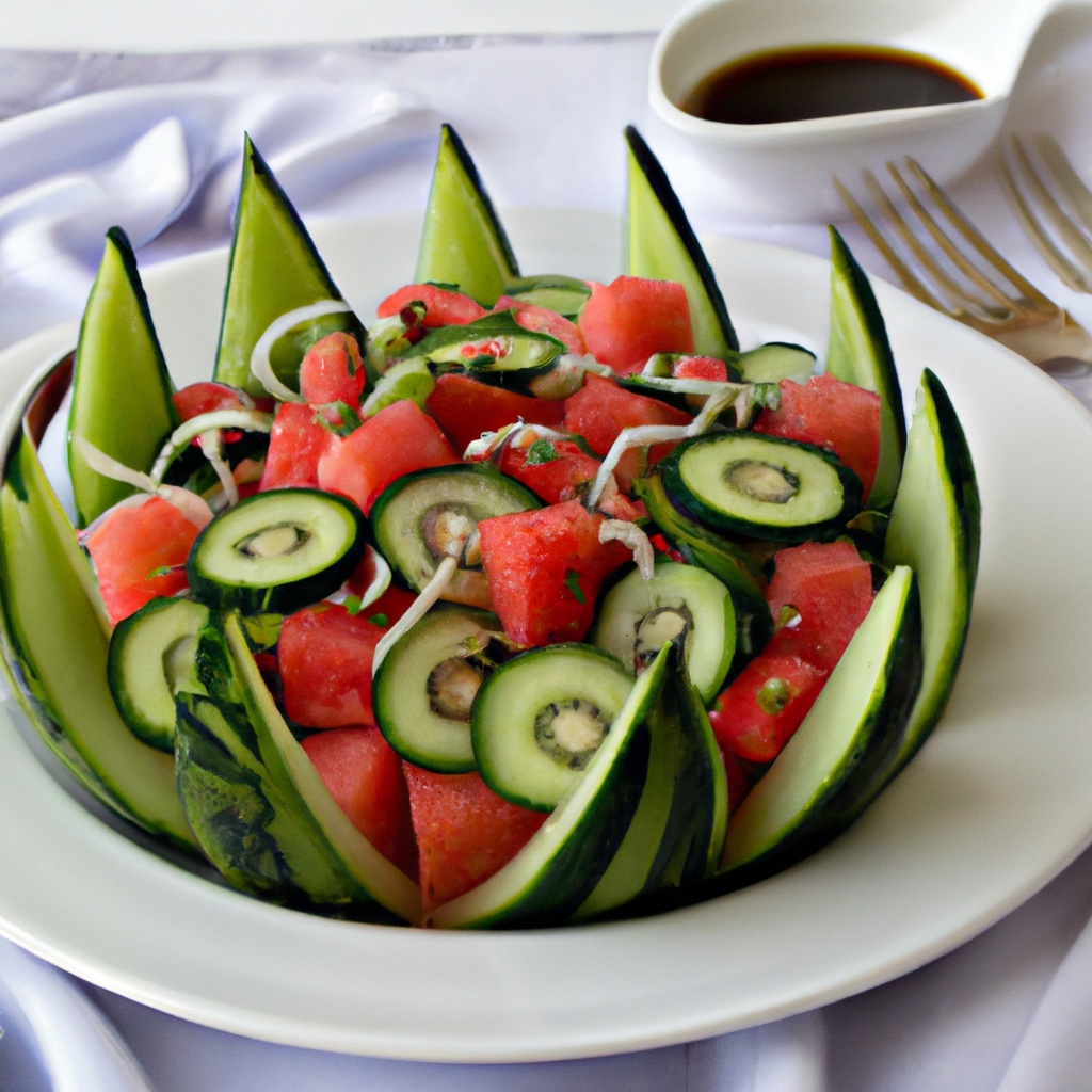 Chilled Cucumber and Watermelon Salad with Lime-Mint Dressing