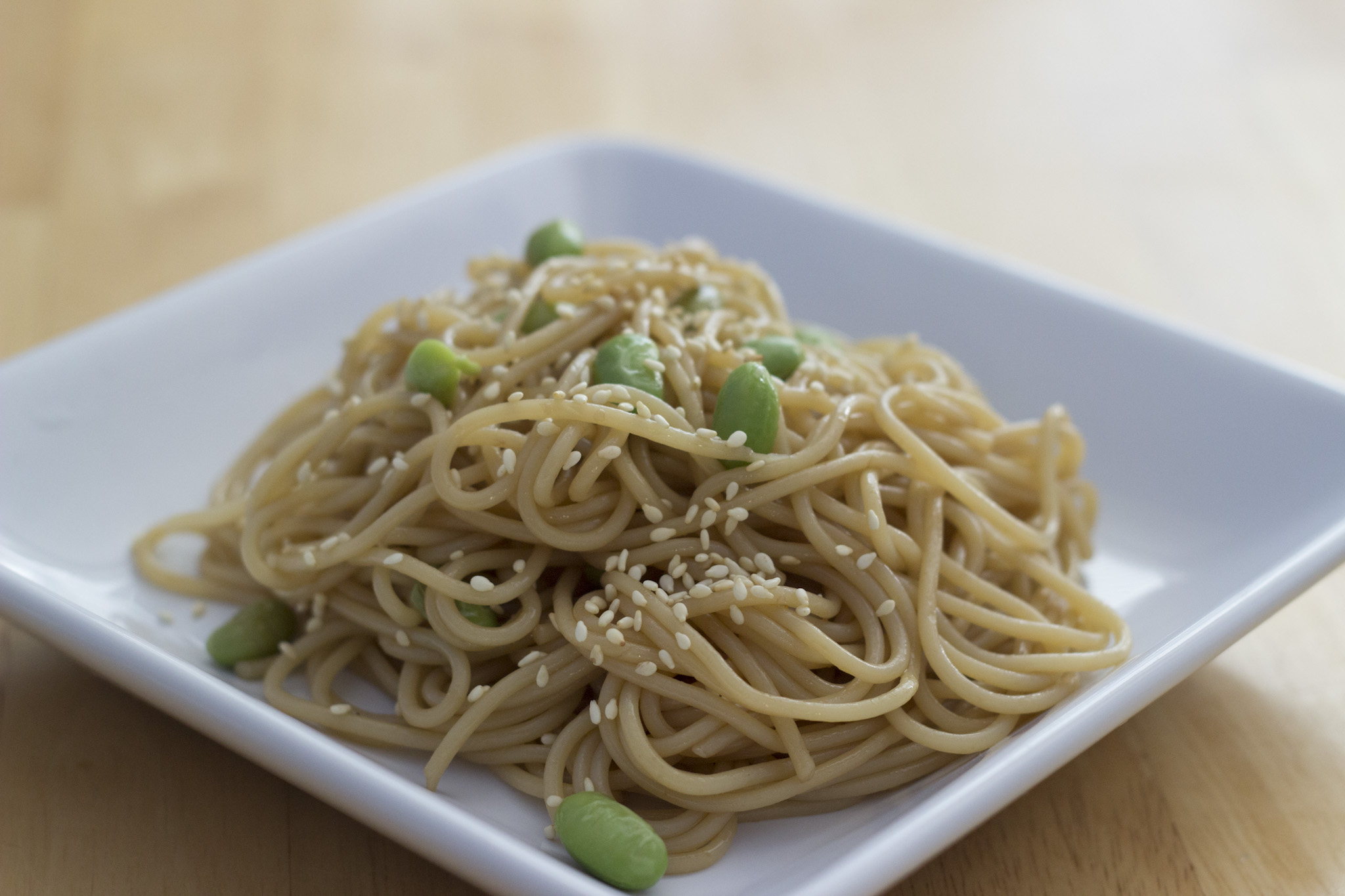 Sesame-Ginger Rice Noodles with Edamame