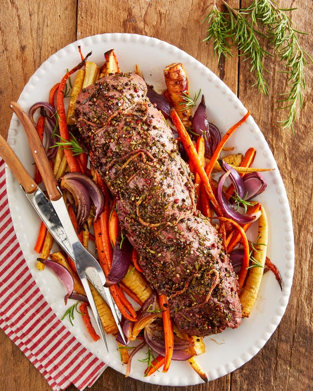 Herb-Infused Beef Tenderloin with Roasted Root Vegetables