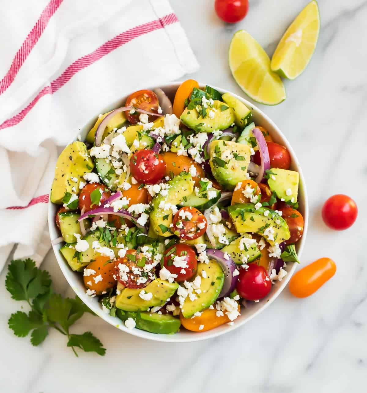Cucumber-Tomato Salad with Avocado and Feta