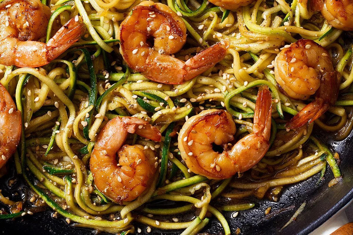 Shrimp Stir-Fry with Lemon Zest and Zucchini Noodles