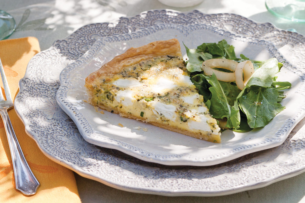 Aperol-Infused Herb Tart with Goat Cheese
