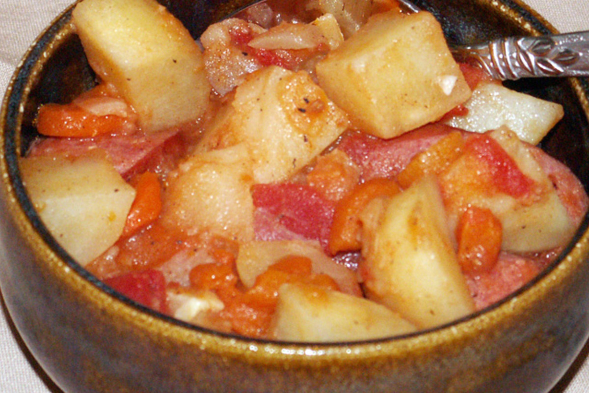 Slow-Cooked Potato Stew with Tomato and Yogurt