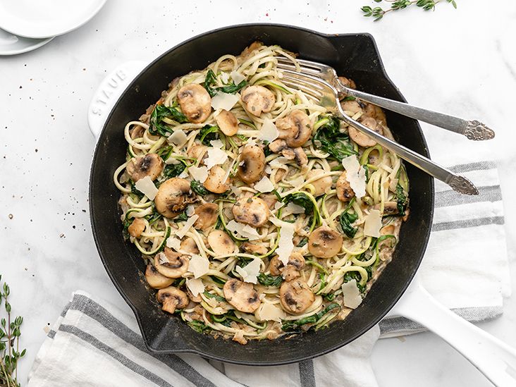 Zucchini Noodles with Creamy Mushroom and Parmesan Sauce