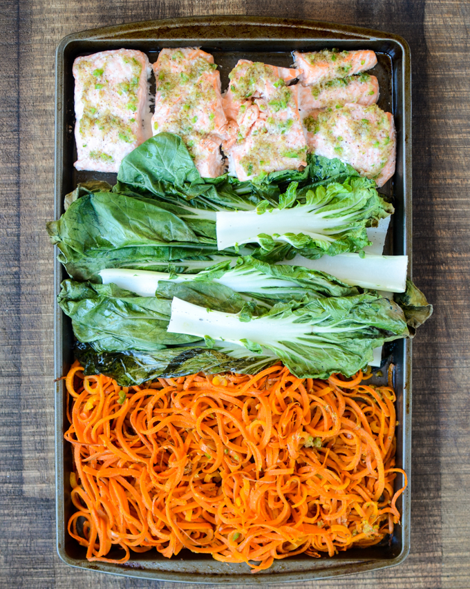 Sheet Pan Spiced Salmon with Sweet Potato