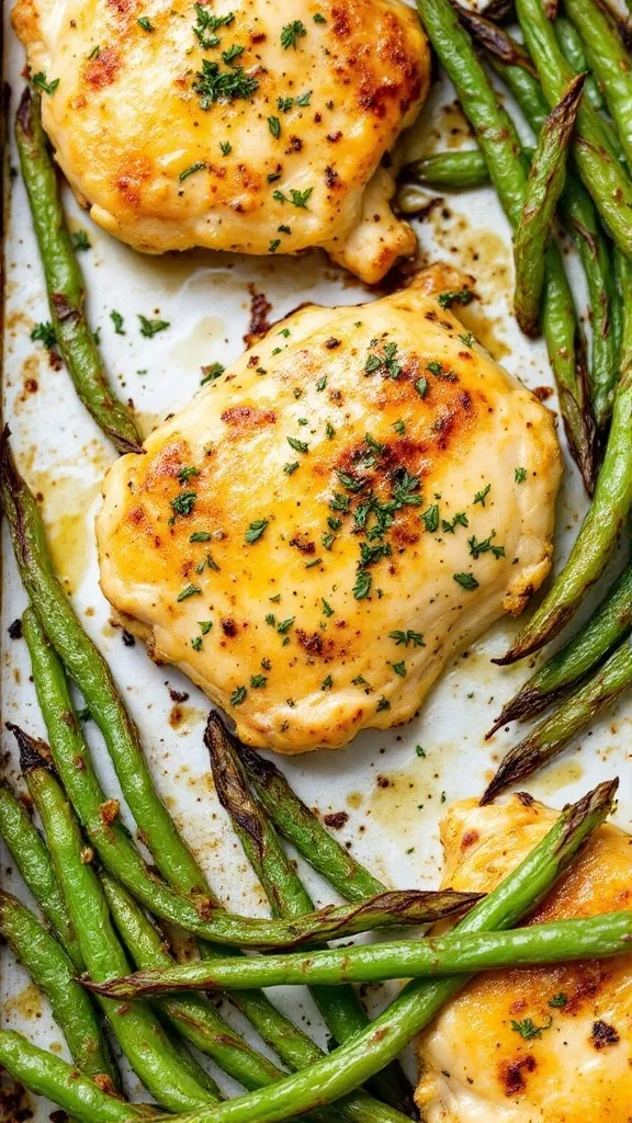 Sautéed Chicken Thighs with Garlic Butter and Green Beans