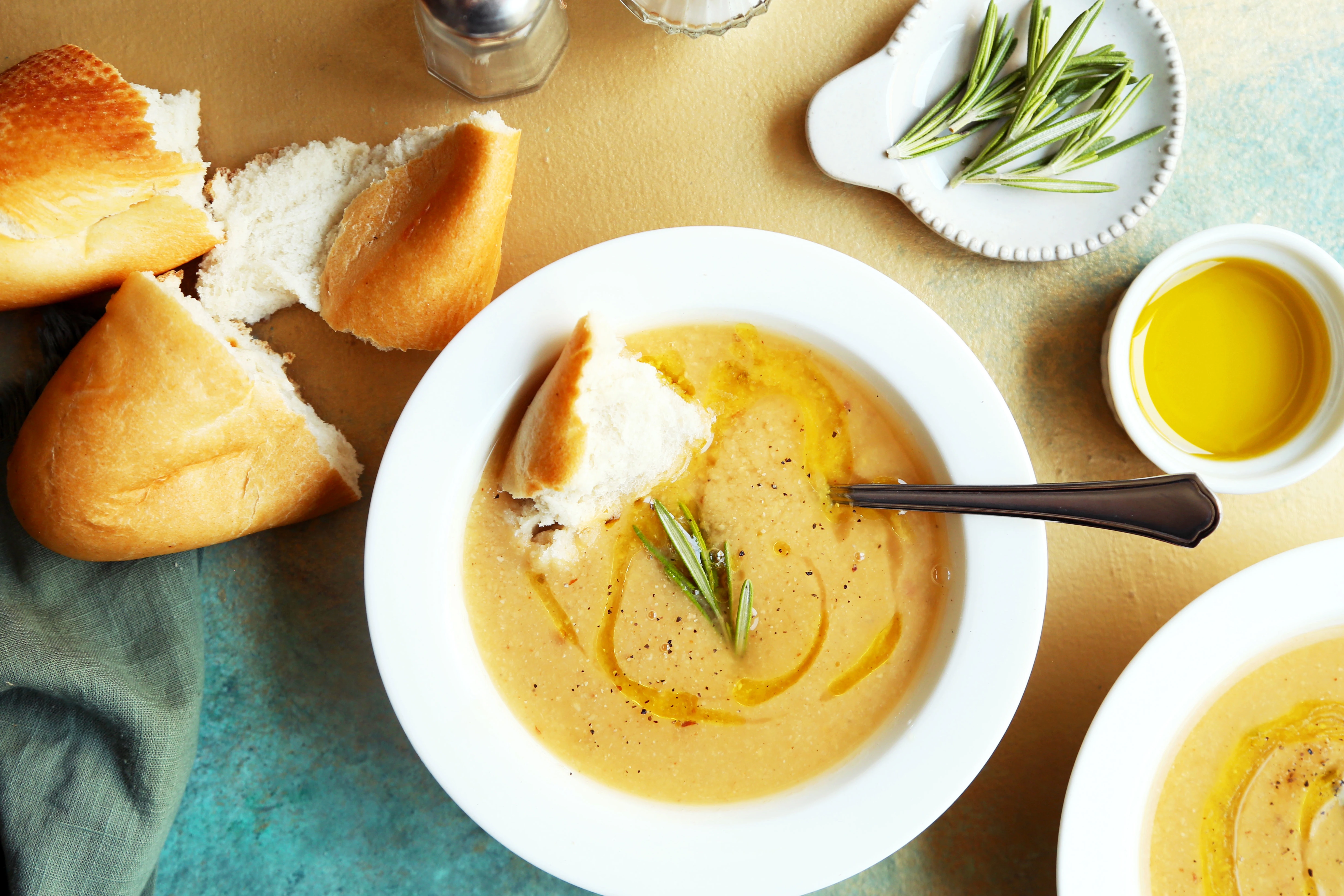 Slow-Cooked Chickpea and Rosemary Soup with Za'atar Croutons