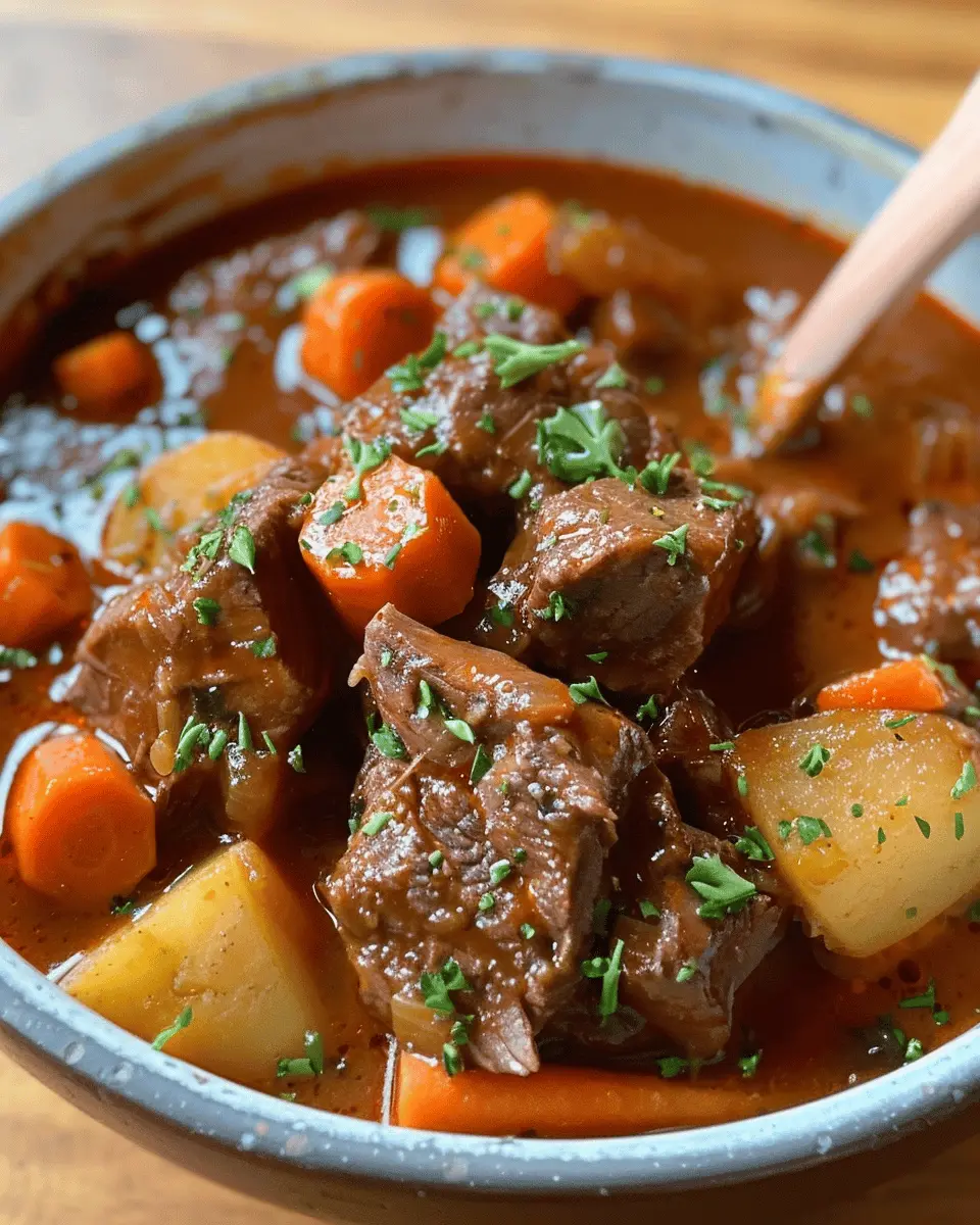 Slow-Cooked Beef and Vegetable Stew with Carrots and Potatoes
