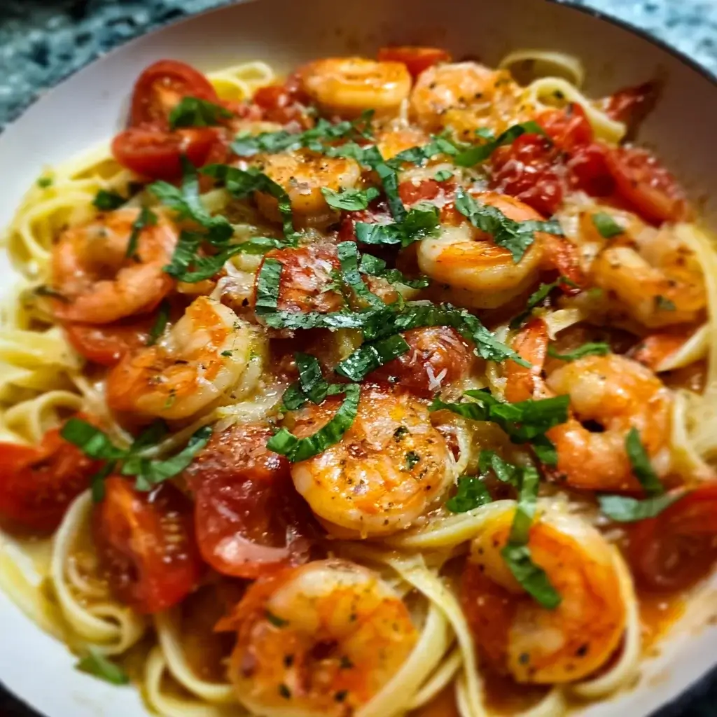One-Pot Shrimp and Tomato Basil Pasta