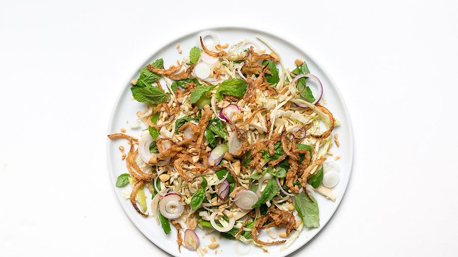 Tamarind-Cabbage Salad with Crispy Peanuts