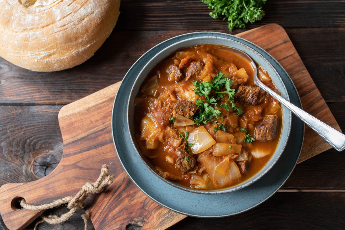 Slow-Cooked Beef and Cabbage Stew with Root Vegetables