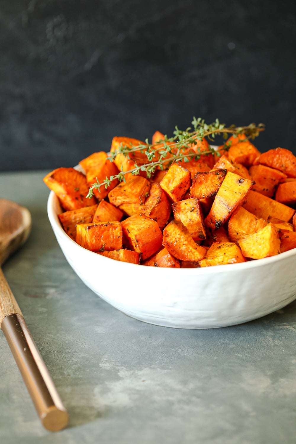 Miso-Maple Roasted Sweet Potatoes with Thyme
