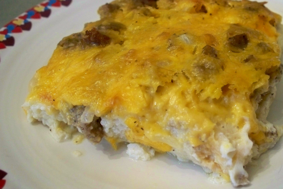 Cheesy Sausage and Egg Casserole with Fresh Herbs