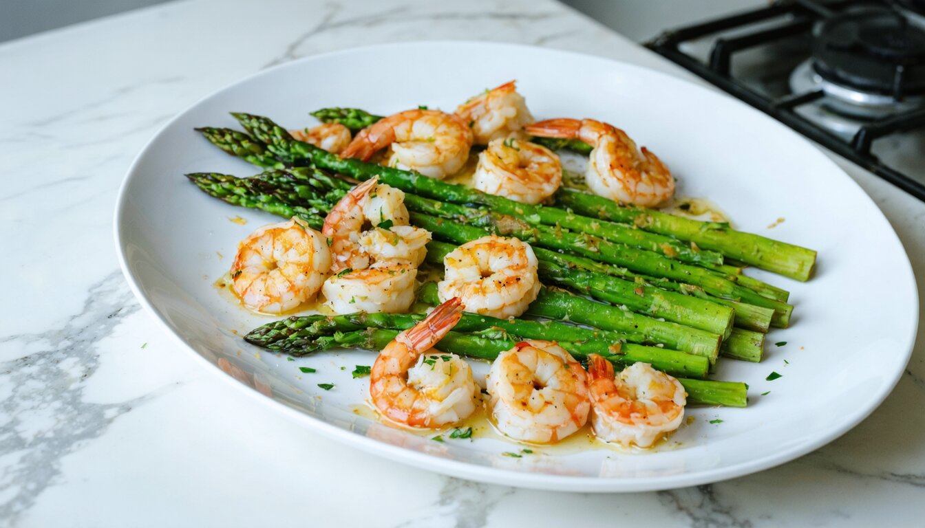 Pan-Seared Garlic Shrimp with Asparagus