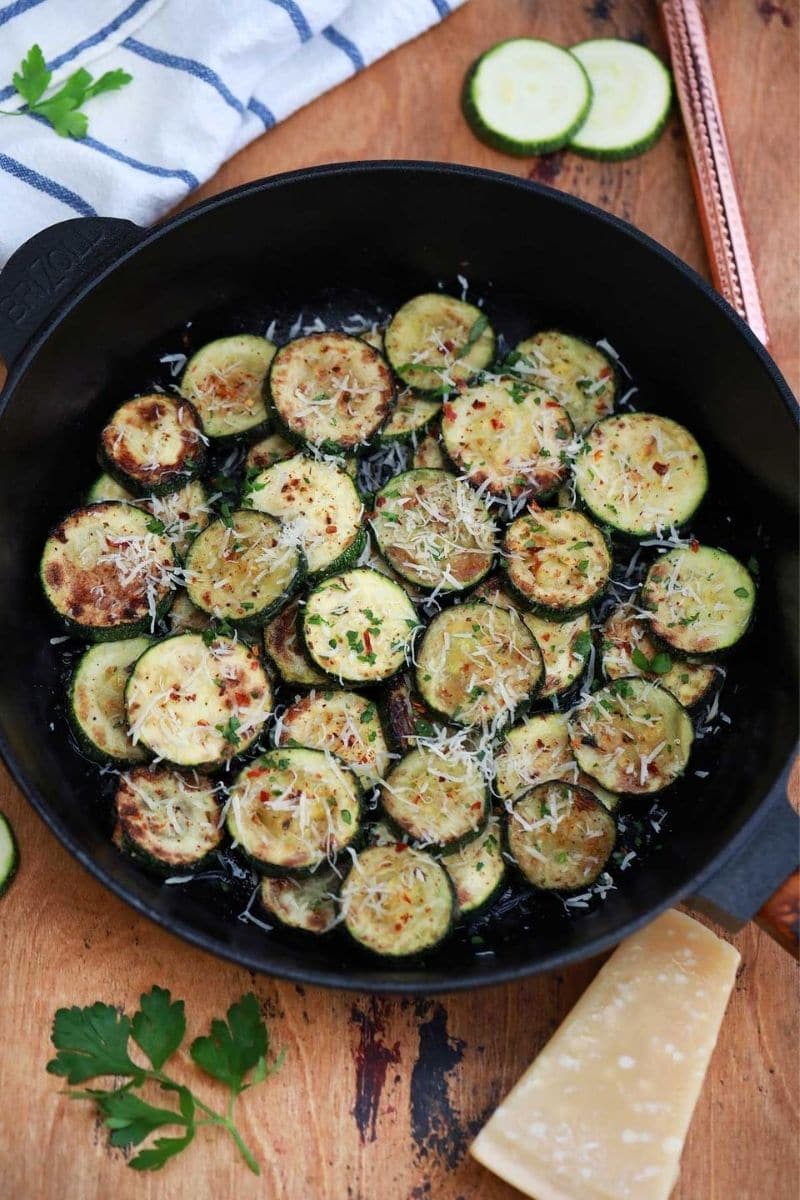 Sautéed Zucchini and Mushrooms with Garlic and Parmesan