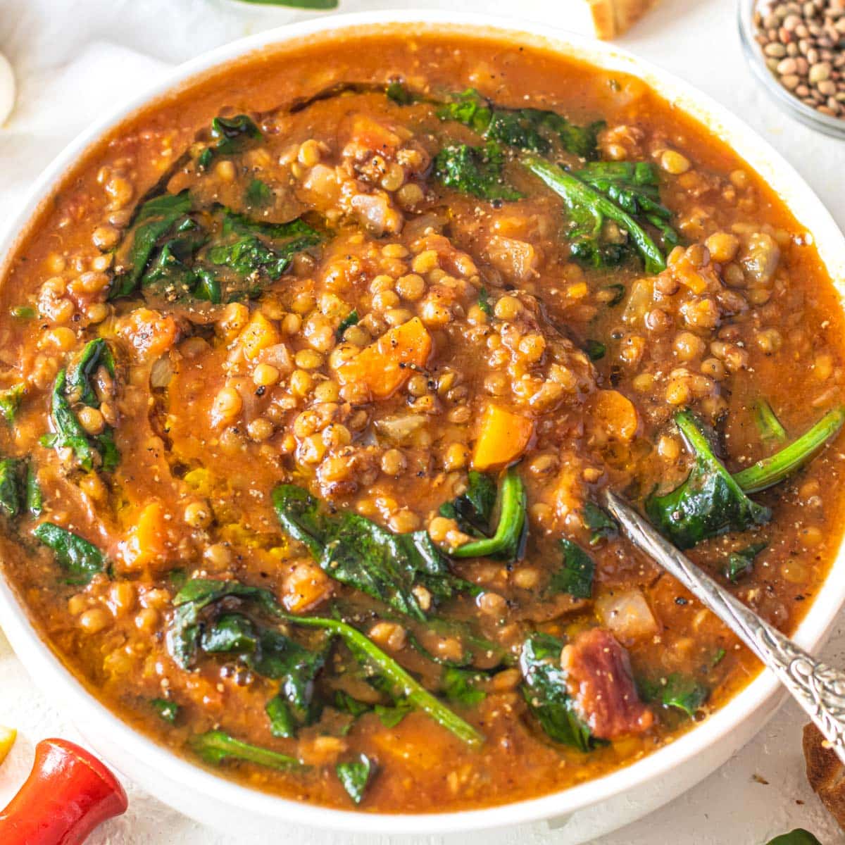 Mustard-Seeded Lentil Stew with Spinach