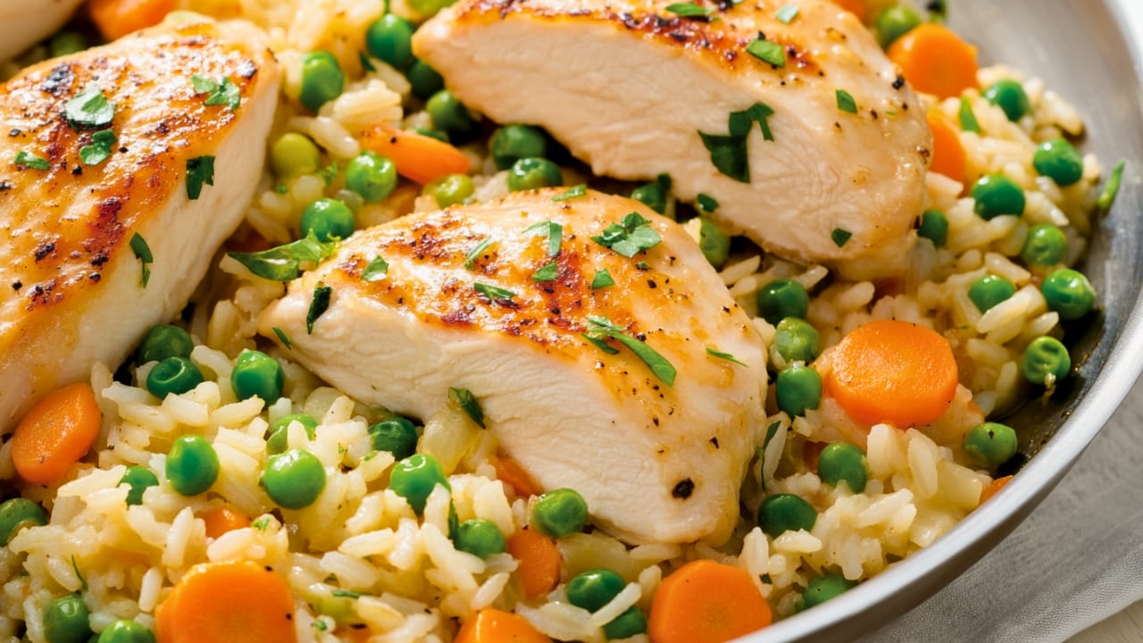 One-Pot Chicken and Rice with Carrots and Peas