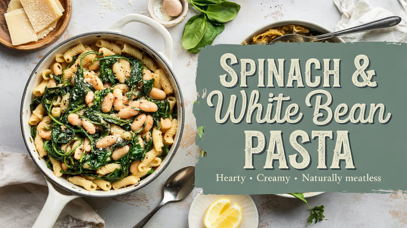 Paprika-Spiced White Bean Pasta with Spinach