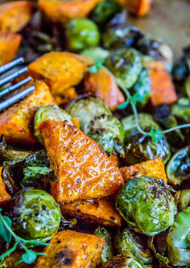 Herb-Roasted Chicken with Sweet Potatoes and Brussels Sprouts
