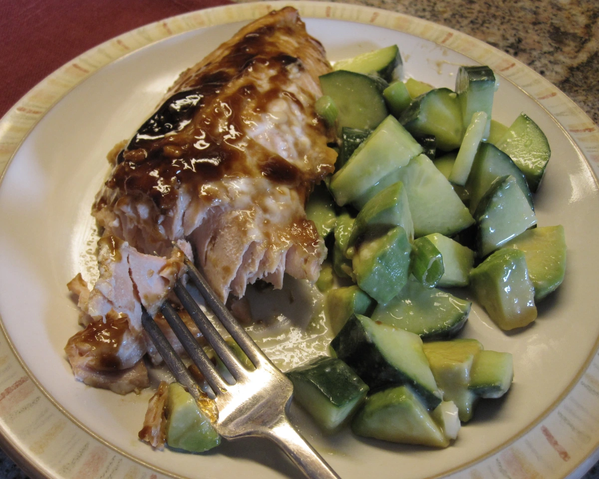 Soy-Glazed Salmon with Sesame-Cucumber Salad