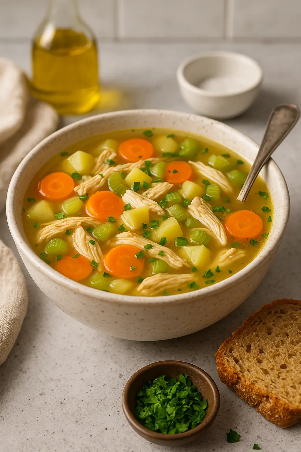 Slow-Roasted Low-Sodium Chicken and Vegetable Soup