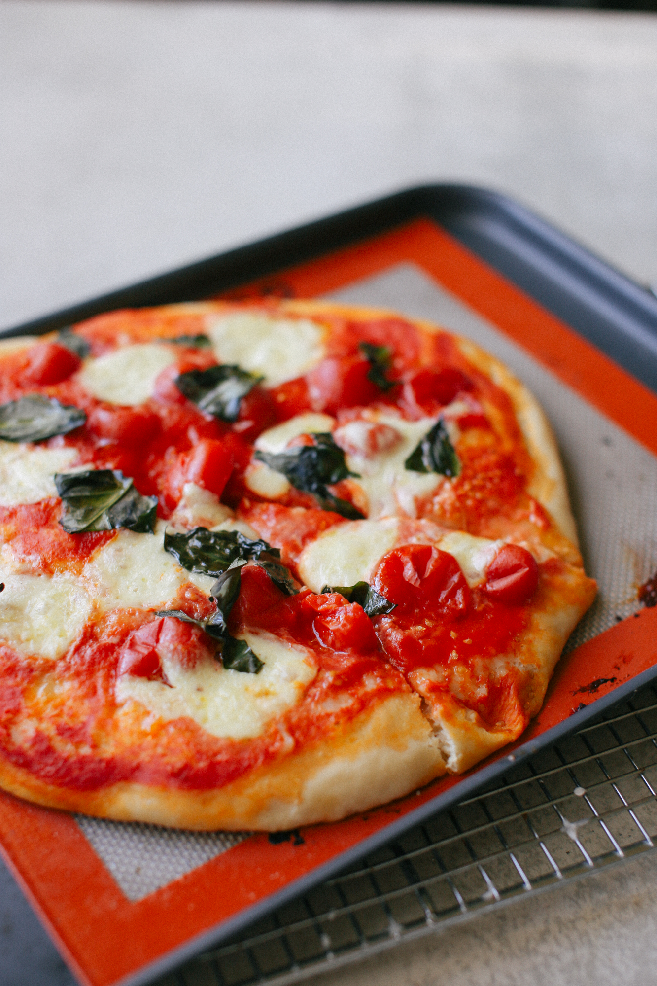 Simple Tomato and Mozzarella Pizza with Herbs