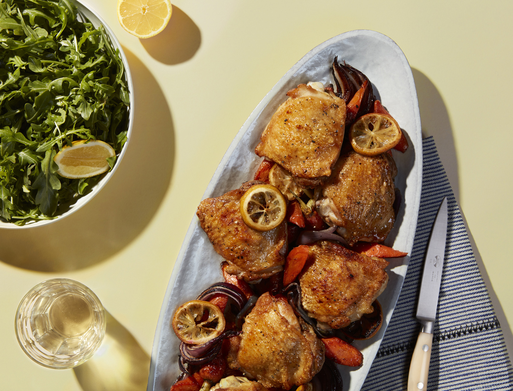 Pan-Roasted Chicken Thighs with Rosemary and Carrots