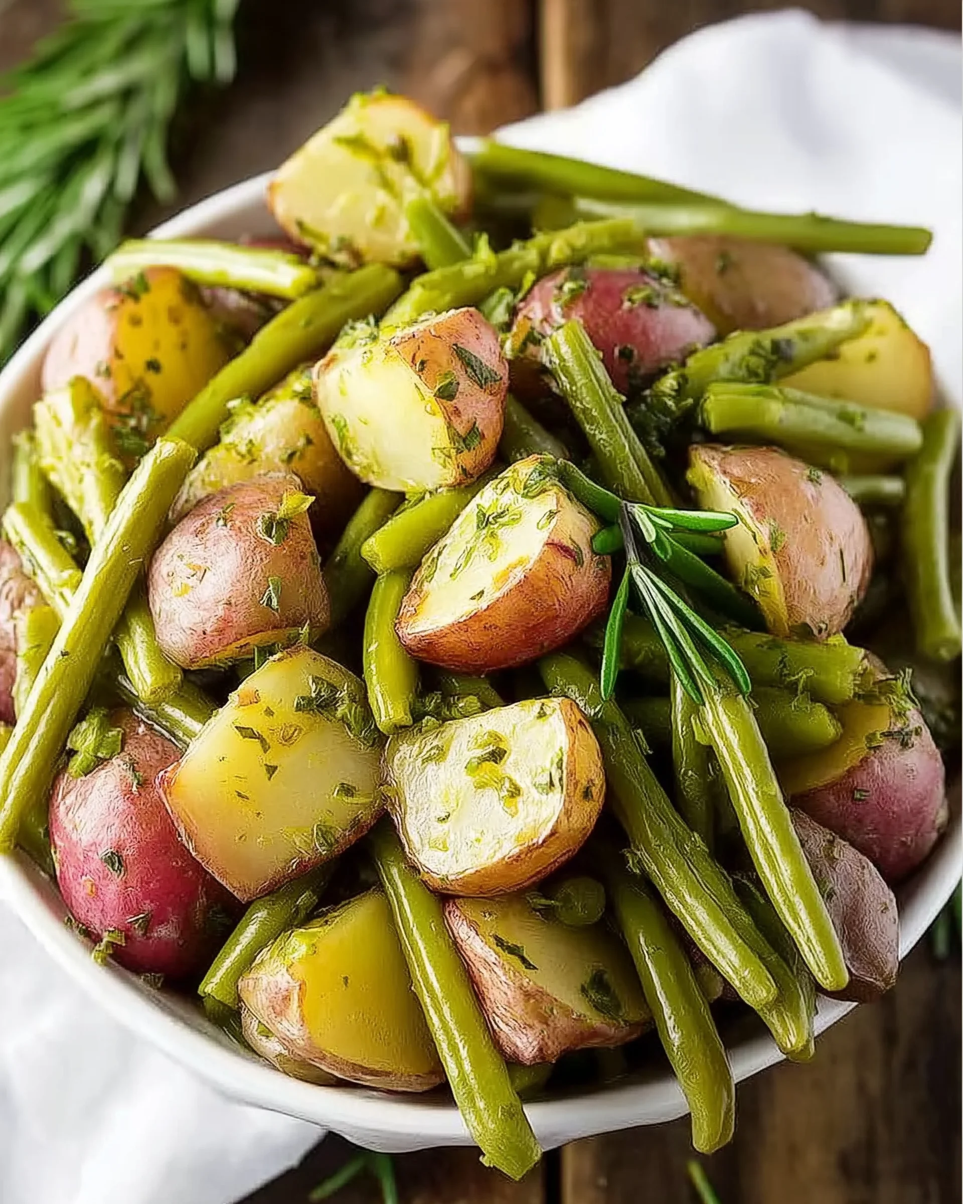 Rosemary-Garlic Roasted Potatoes with Green Beans