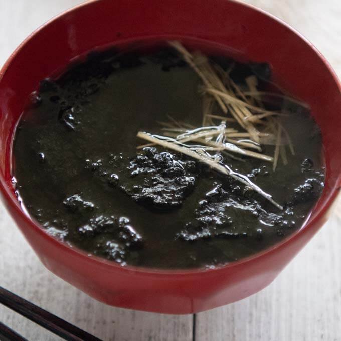 Simmered Seaweed Soup with Fish and Greens