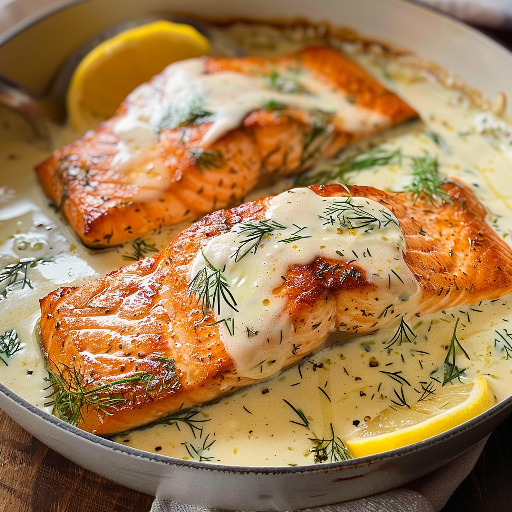 Rosemary-Infused Salmon with Lemon-Dill Sauce