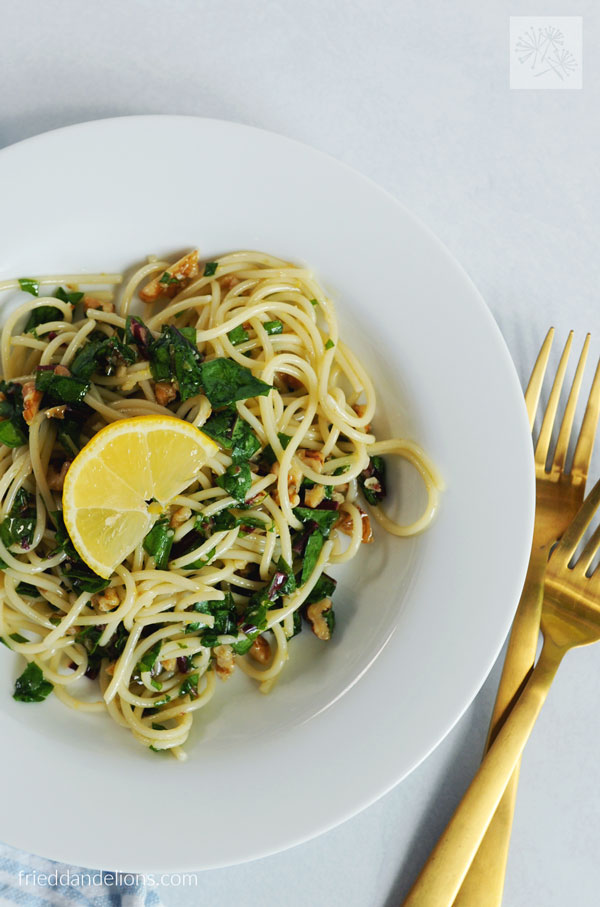 Lemon-Dusted Dandelion Greens Pasta