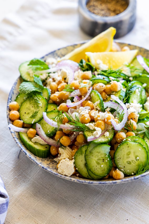 Crisp-Fried Chickpea and Rice Pilaf with Cucumber Salad