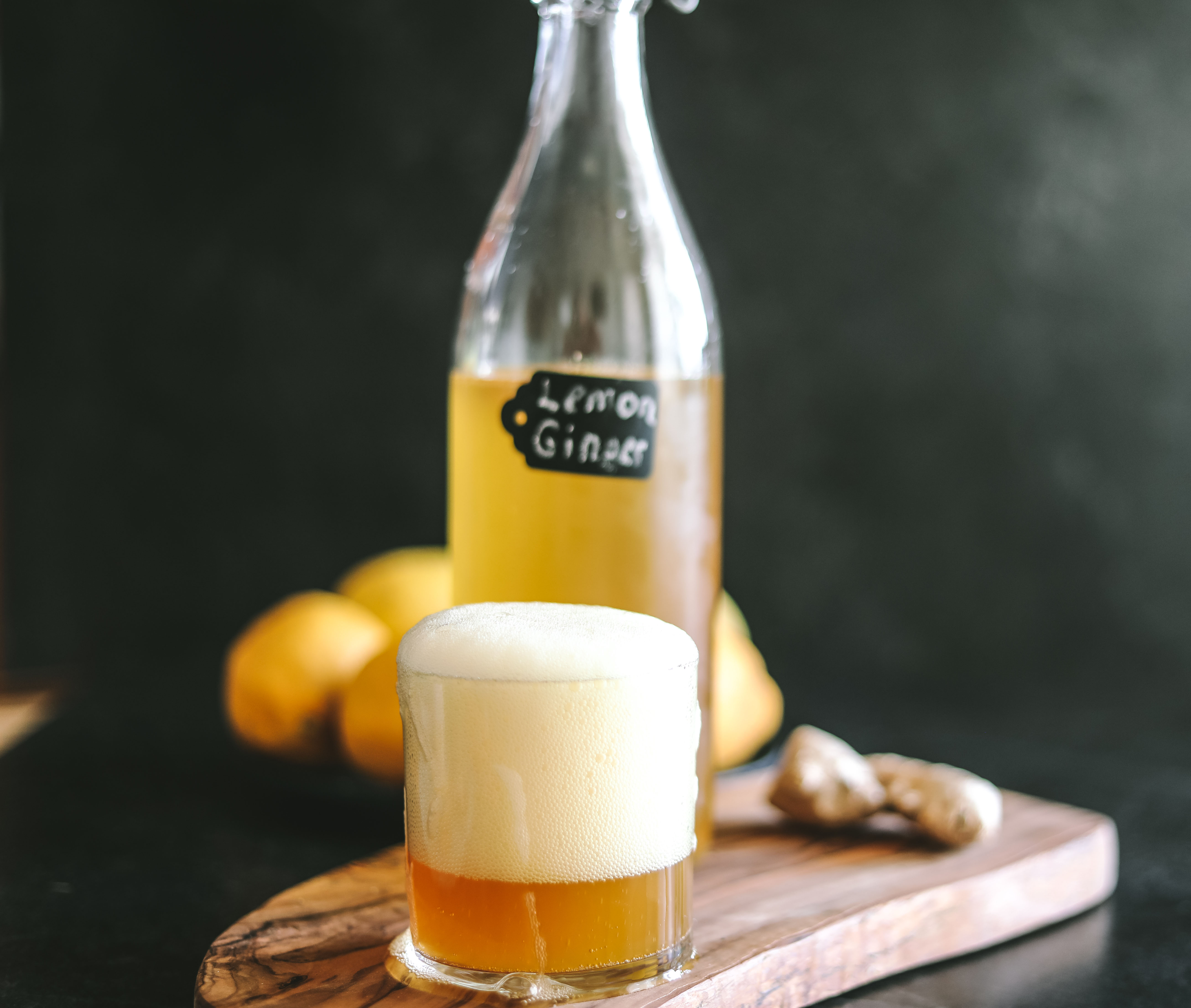 Ginger-Kombucha Sparkler with Lemon and Mint