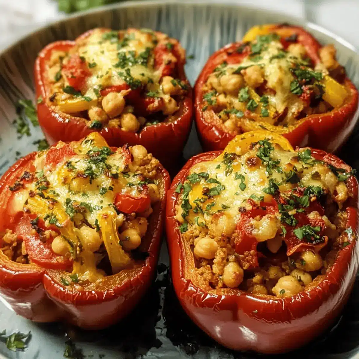 Spicy Harissa and Chickpea Stuffed Peppers