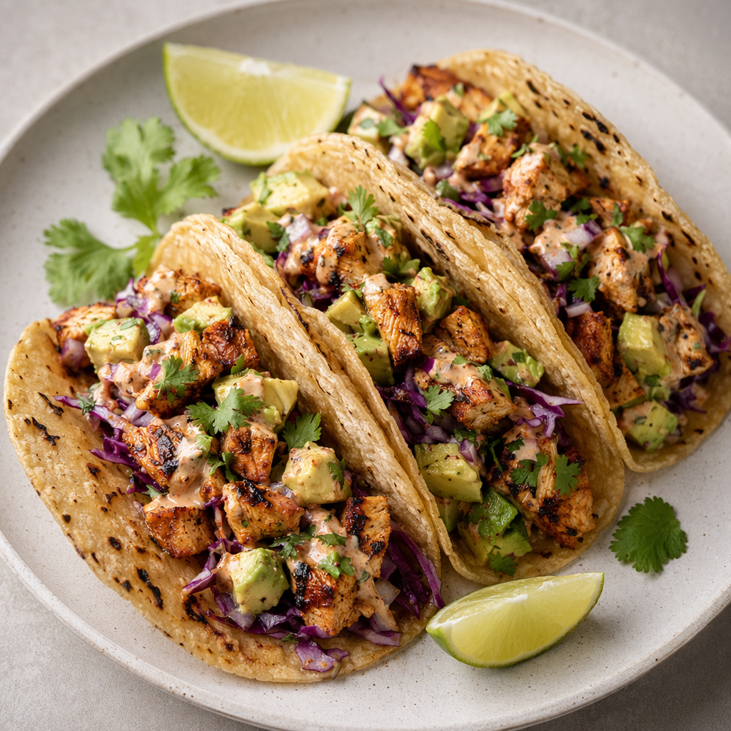 Spicy Avocado Chicken Tacos