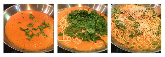 Roasted Red Pepper and Spinach Pasta