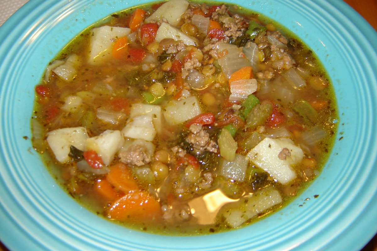 Simmered Ground Beef and Vegetable Soup