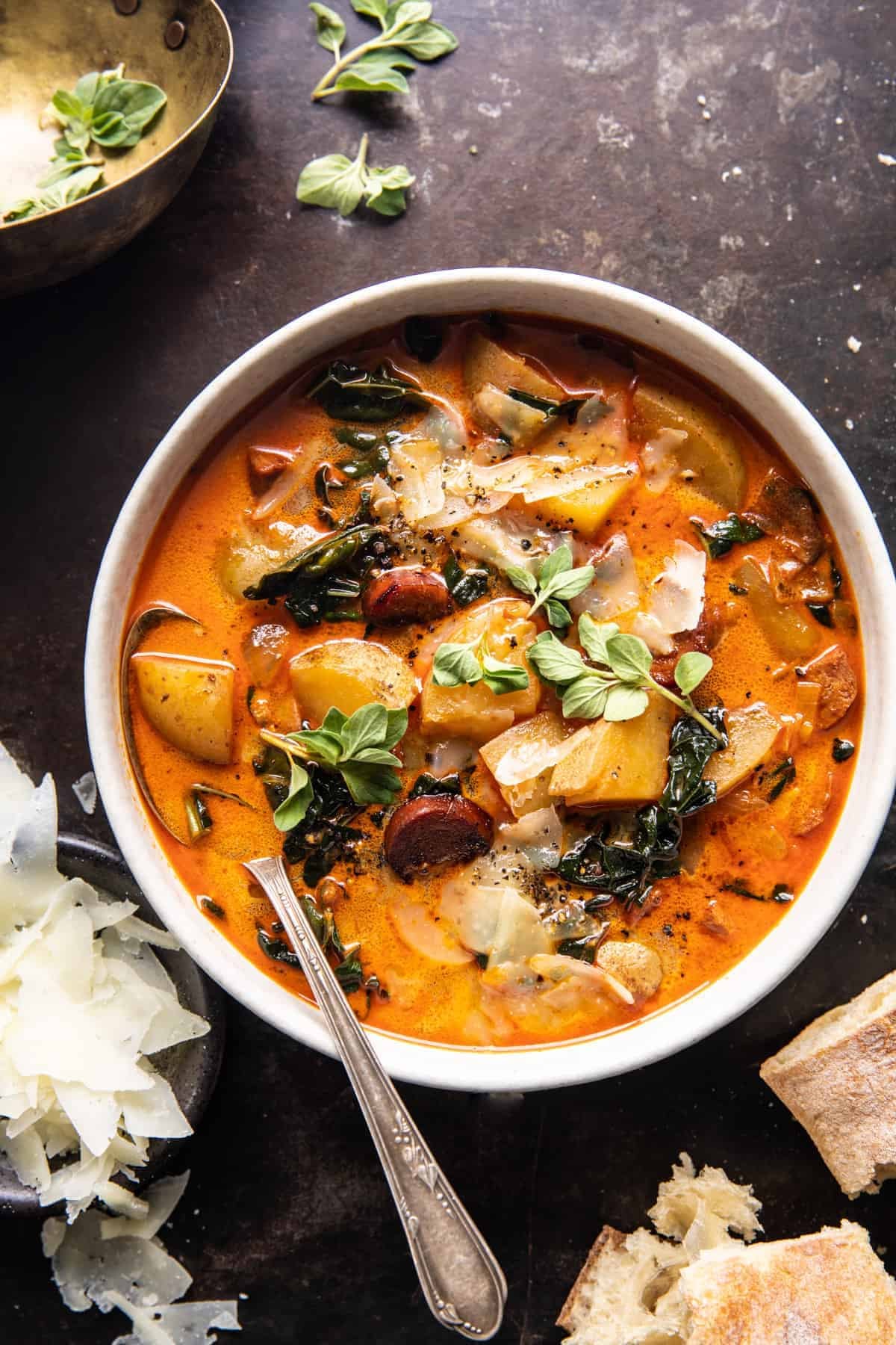 Smoky Chouriço Potato Kale Soup