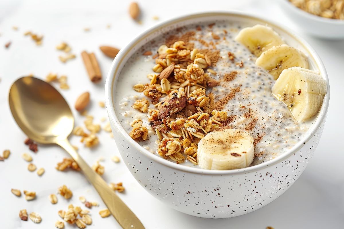 Quick Energy Oats Bowl with Banana and Almond Butter