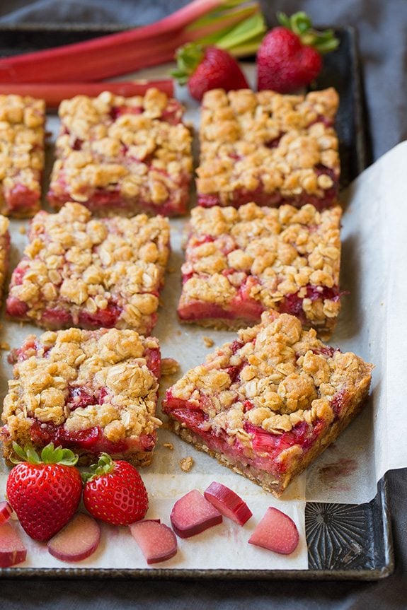 Rhubarb and Oat Crumble Bars with Lemon