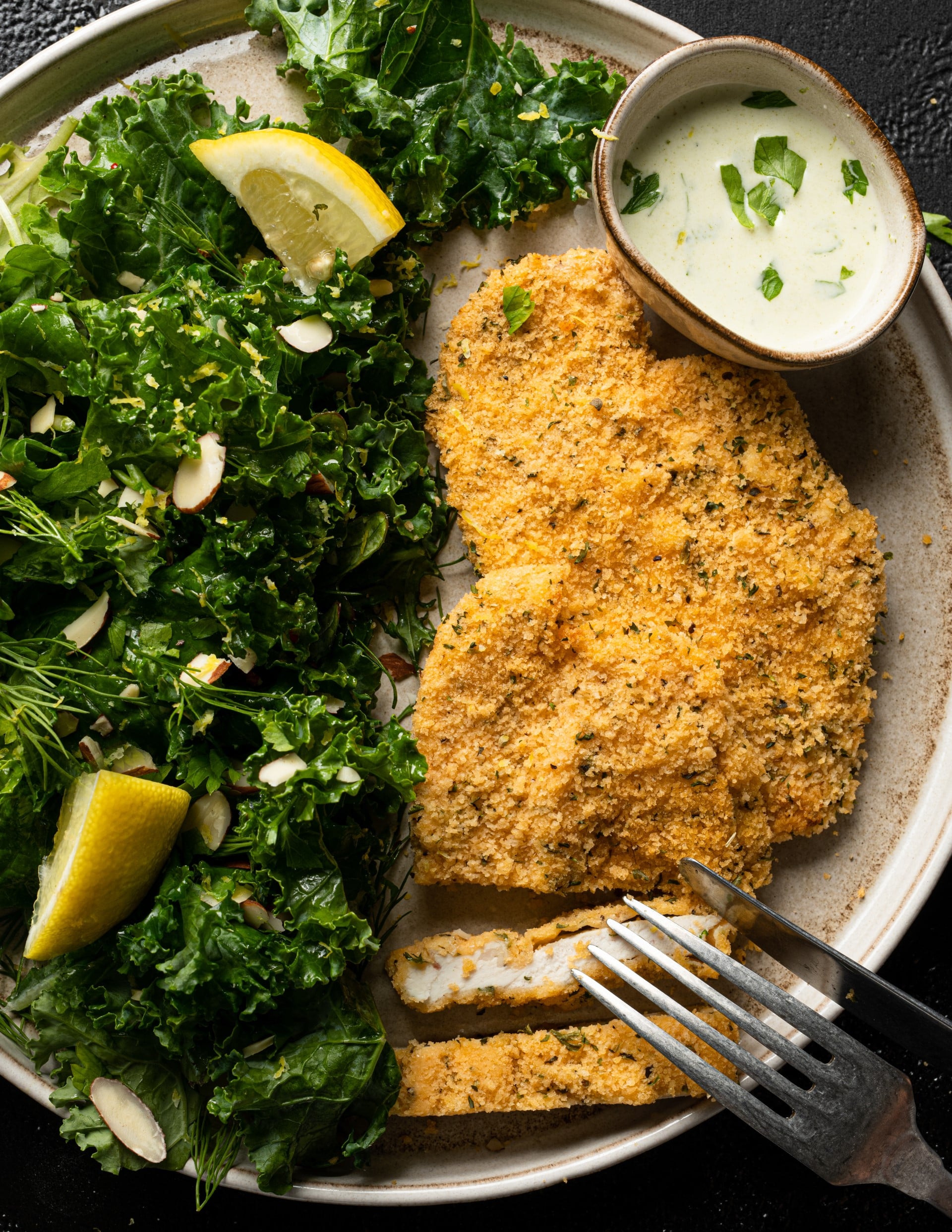 Herb-Crusted Grilled Chicken with Lemon-Dill Sauce