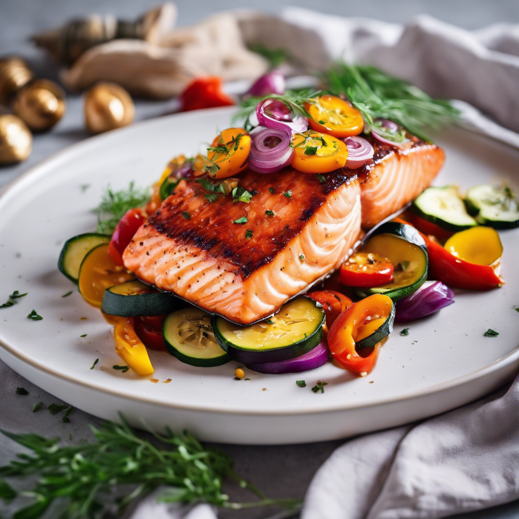 Crisp Honey-Glazed Salmon with Lemon-Dill Vegetables