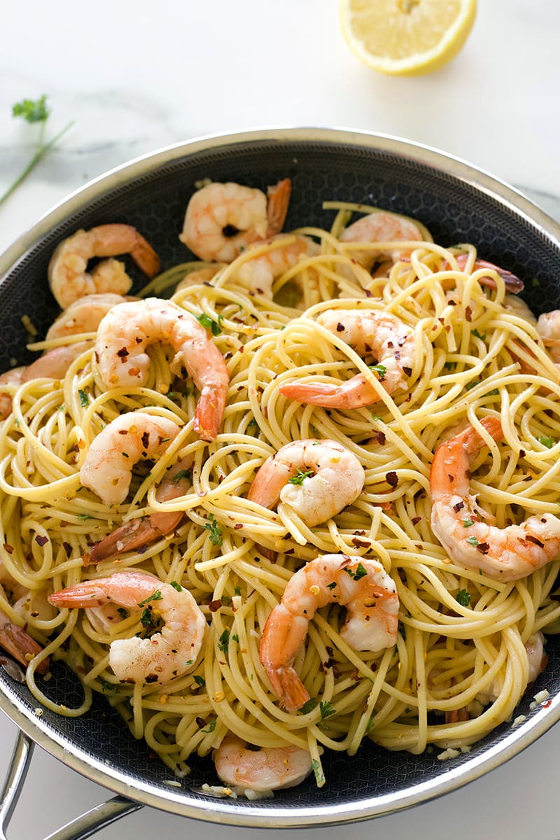 Sautéed Shrimp with Lemon-Garlic Pasta