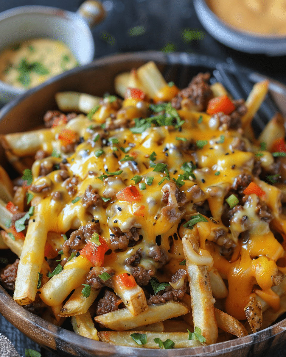 Beef and Cheese Fries with Herb Gravy