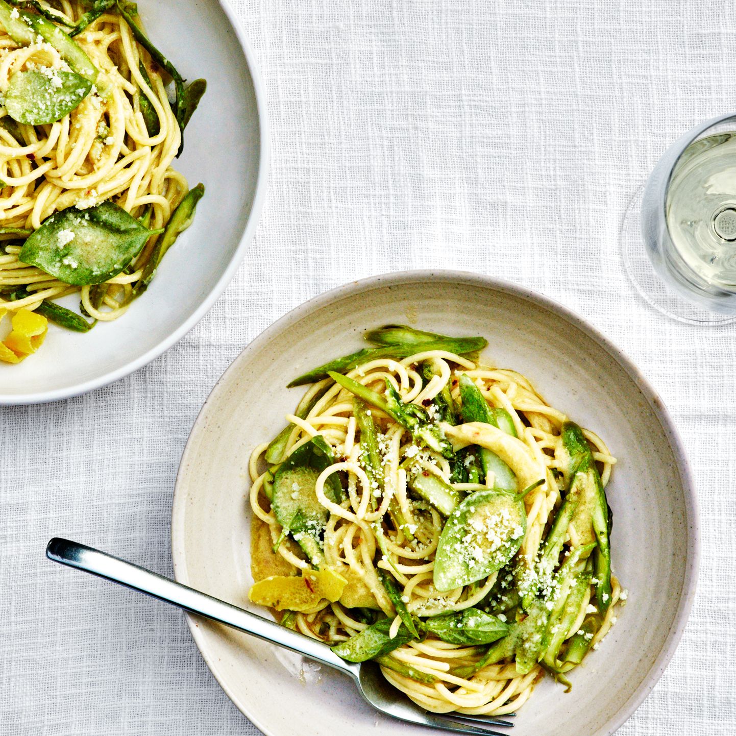 Lemon Parmesan Spaghetti with Asparagus