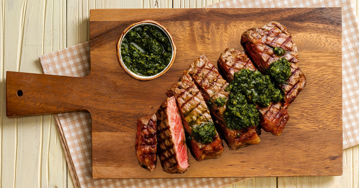 Grilled Sirloin Steak with Chimichurri and Lemon Zest
