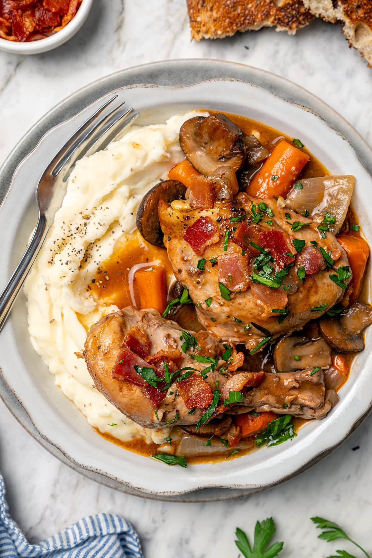 Coq au Vin with Mushrooms and Carrots