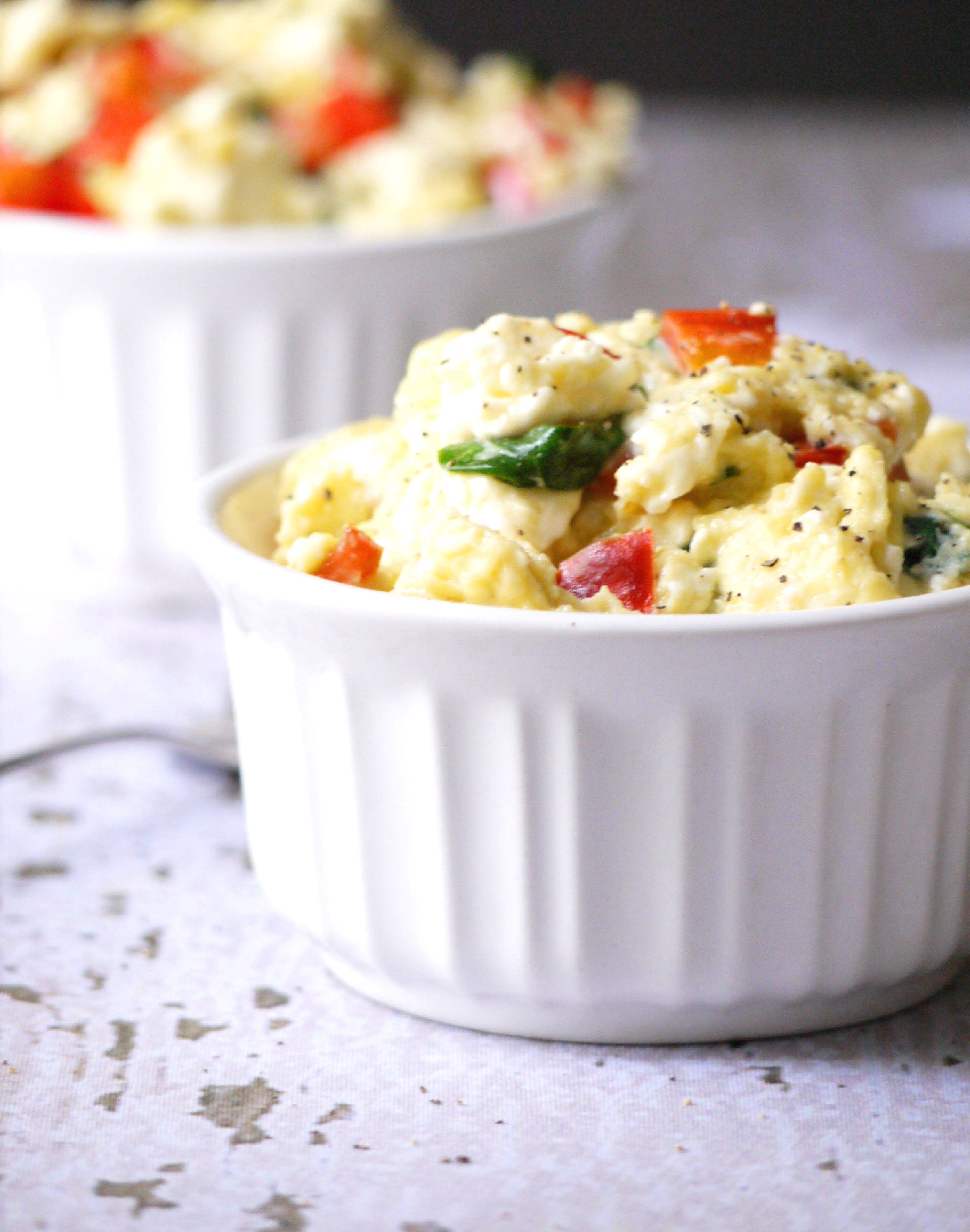 Herb-Infused Scrambled Eggs with Spinach and Feta