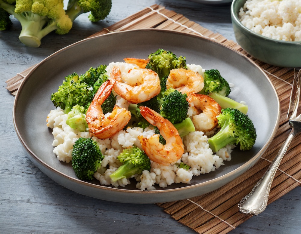 Cauliflower 'Rice' Stir-Fry with Shrimp and Broccoli