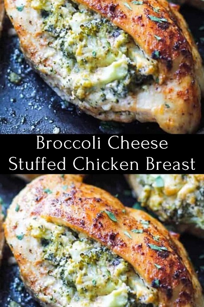 Three-Cheese Stuffed Chicken Breast with Roasted Broccoli